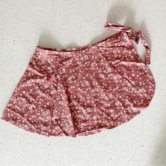 Andie Swim Sarong Bottom Side Tie Skirt Coverup Ditsy Floral Rose Pink Size S - Picture 4 of 6